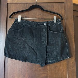 Black denim skort